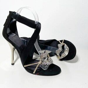 New Giambattista Valli x H&M suede and crystal lips sandal heels size 37
